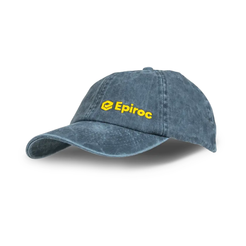 grey vintage cap with epiroc logo