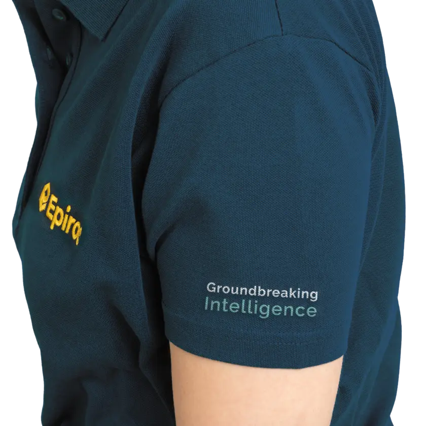 Ladies grey polo Ground logo left arm