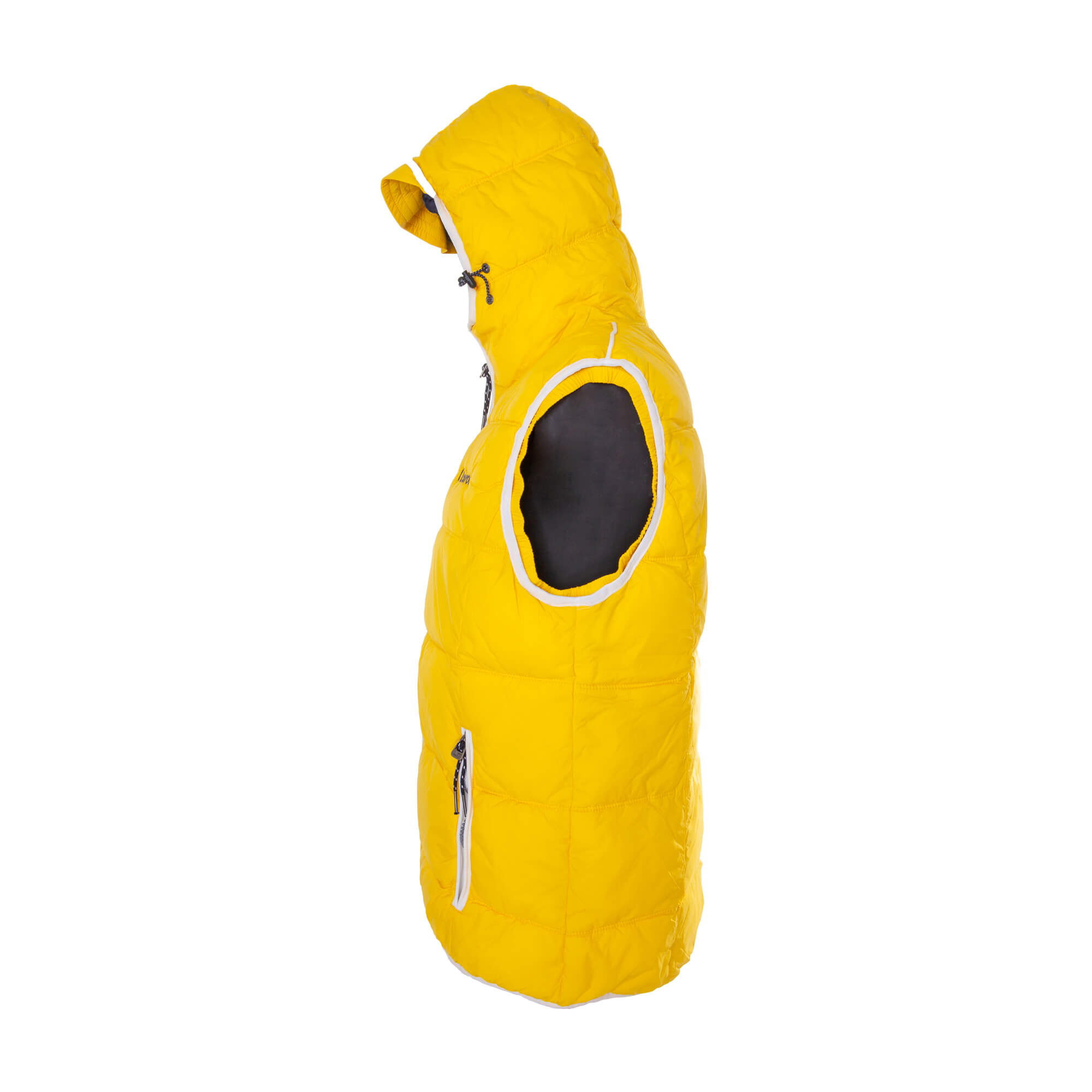 yellow epiroc padded vest with grey logo sideview