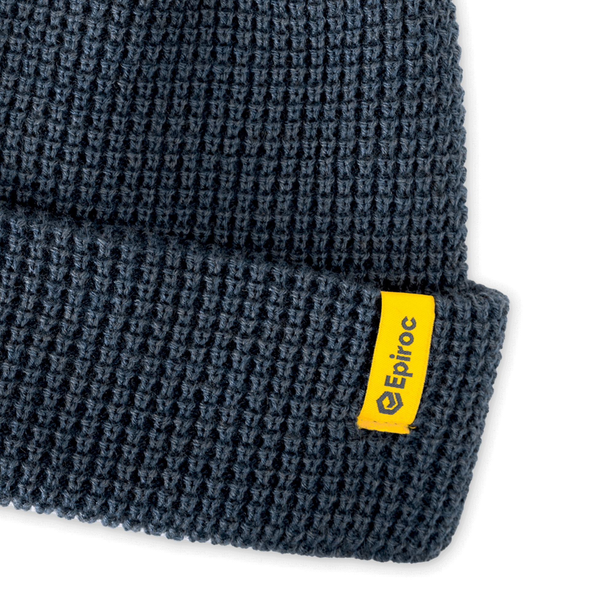 winter hat with epiroc logo close up