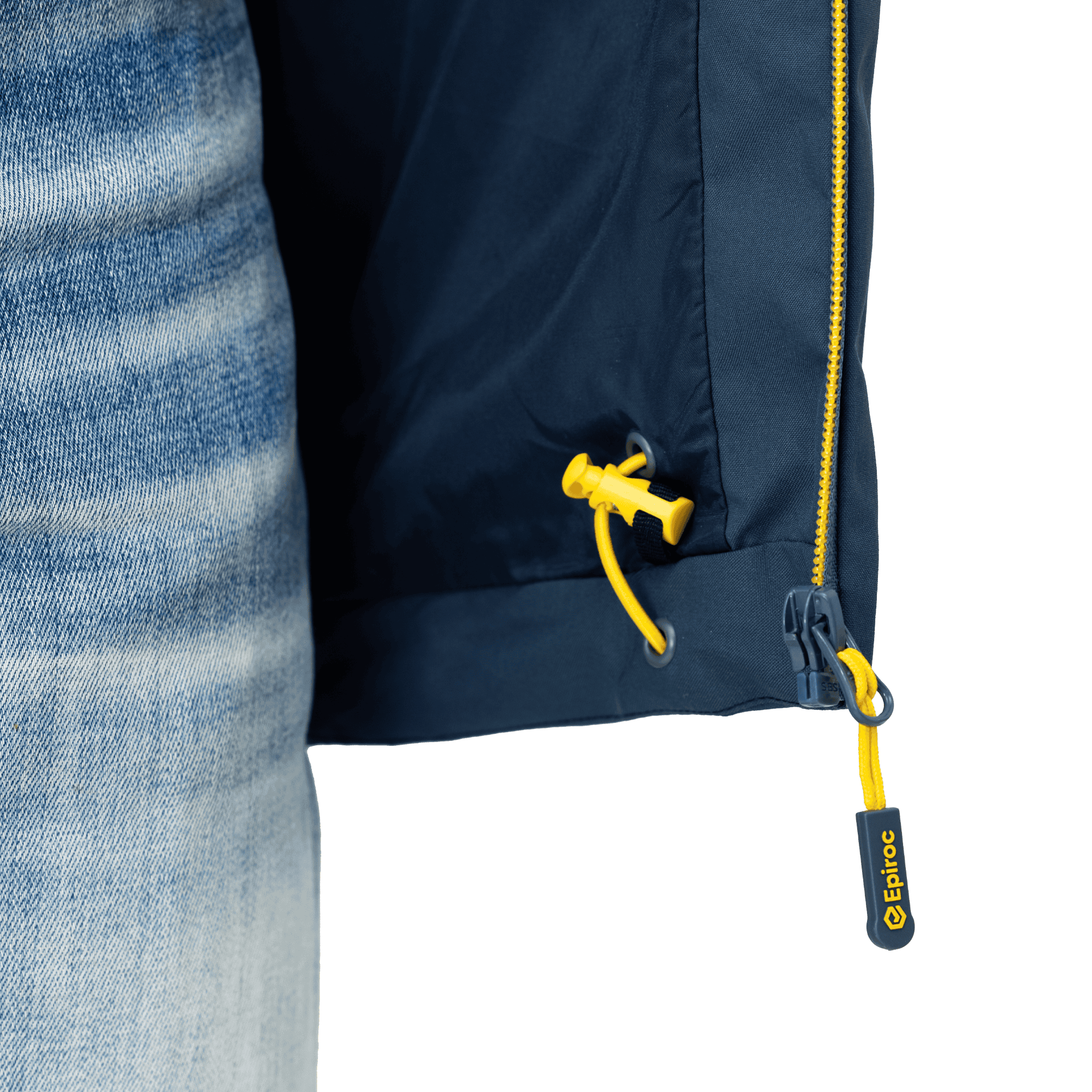 close up zipper with epiroc logo