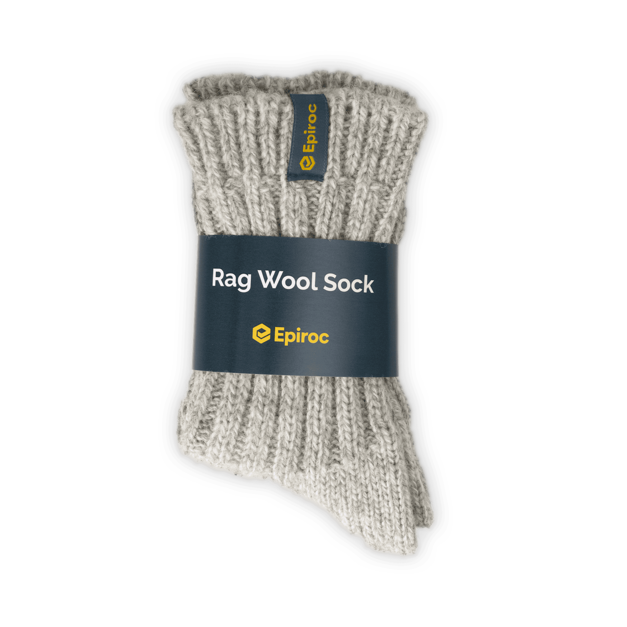 rag wool socks with epiroc logo with label
