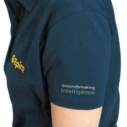 Ladies grey polo Ground logo left arm