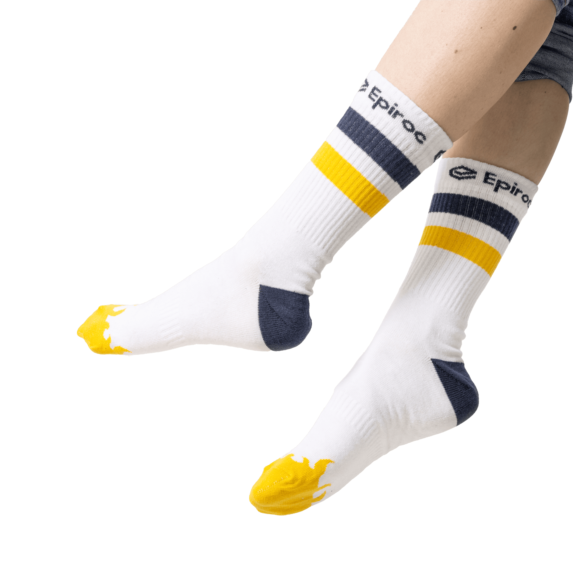 sport socks with epiroc logo on feet