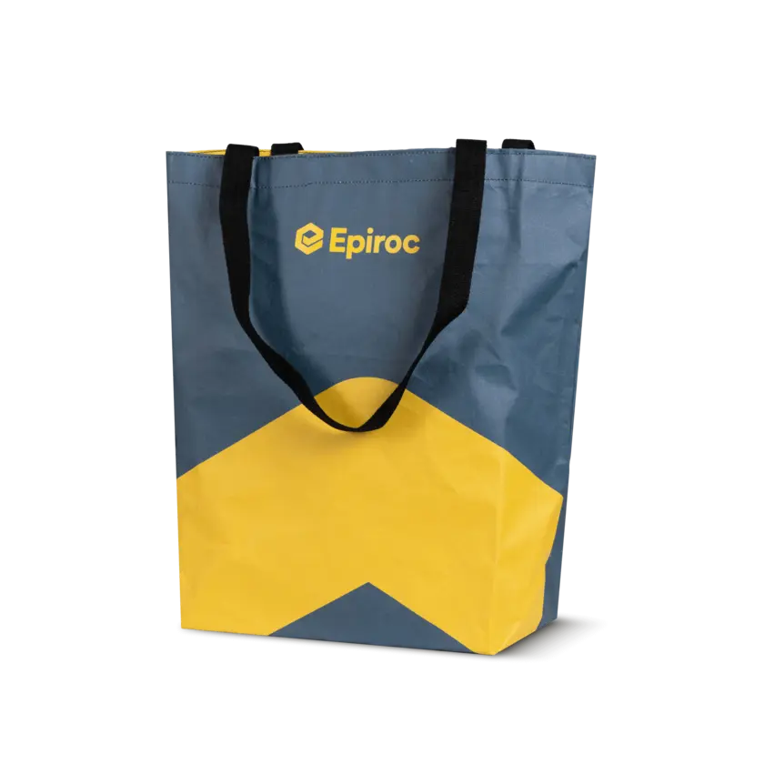 Grey and yellow totebag with epiroc logo