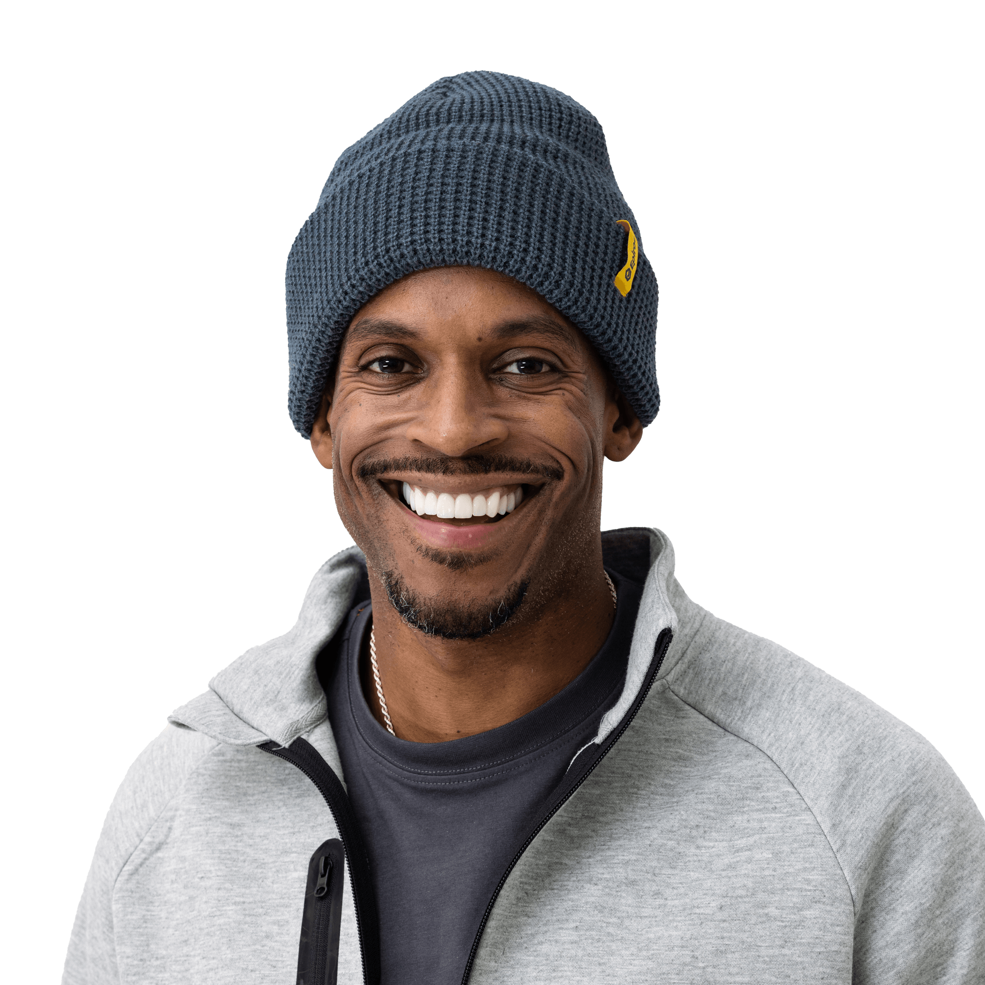 winter hat with epiroc logo on male model