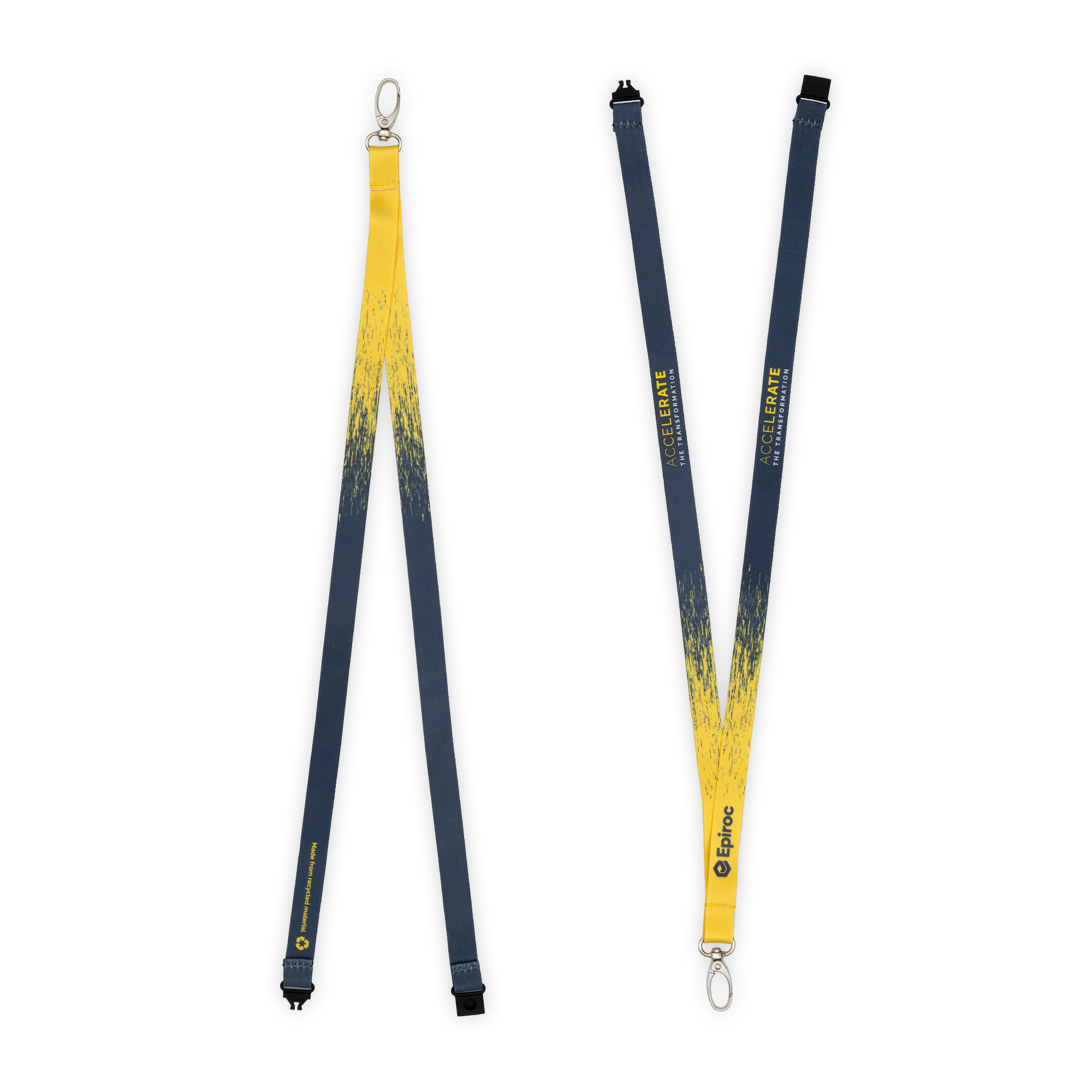 epiroc yellow and grey lanyard