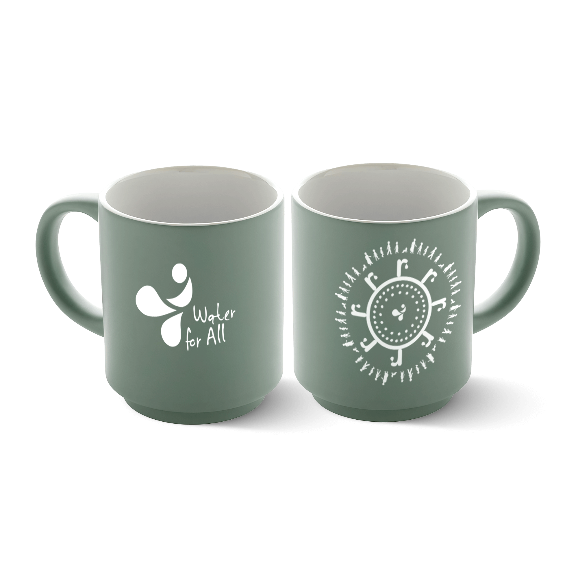 cheramic mug with water for all logo front and back