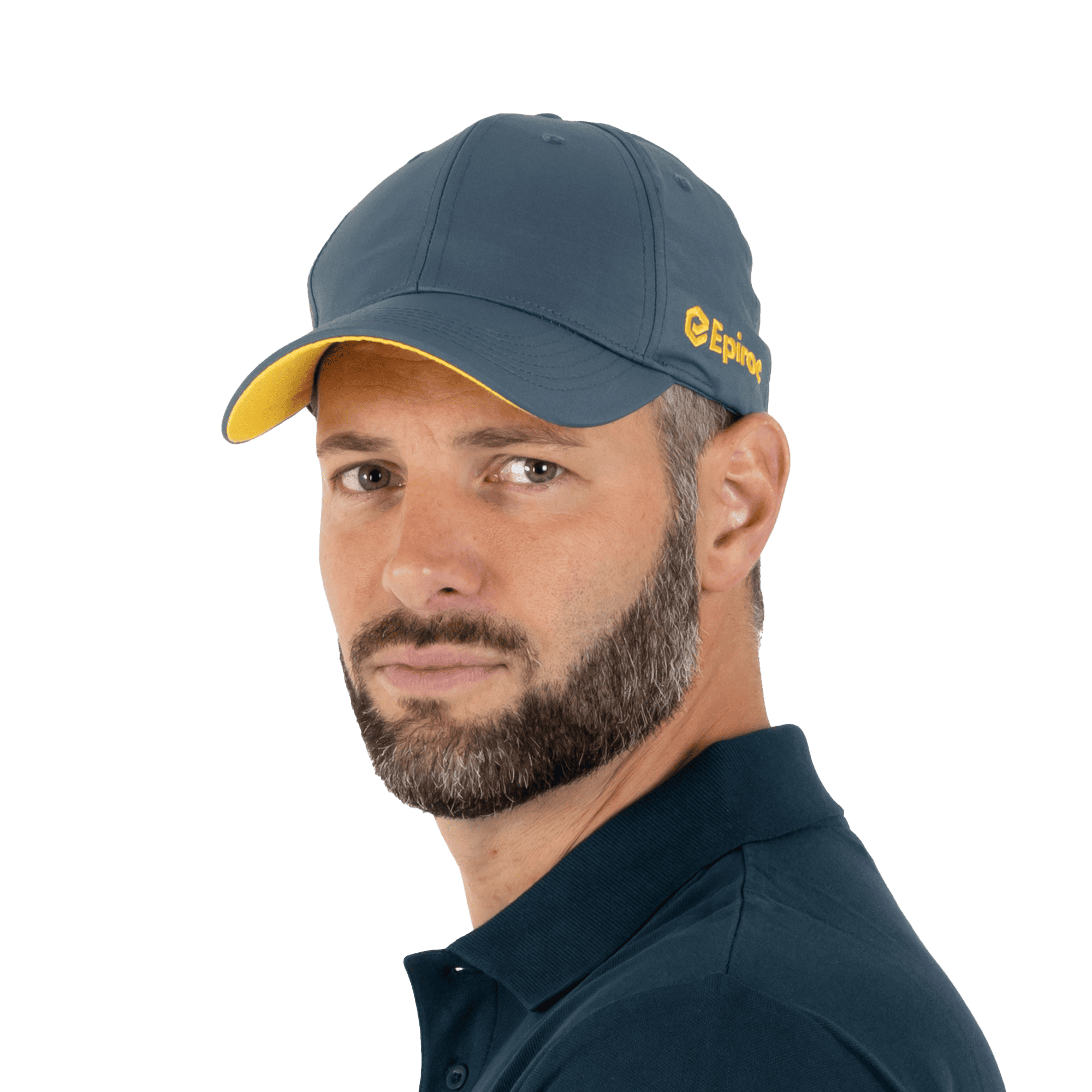 grey epiroc cap with yellow logo