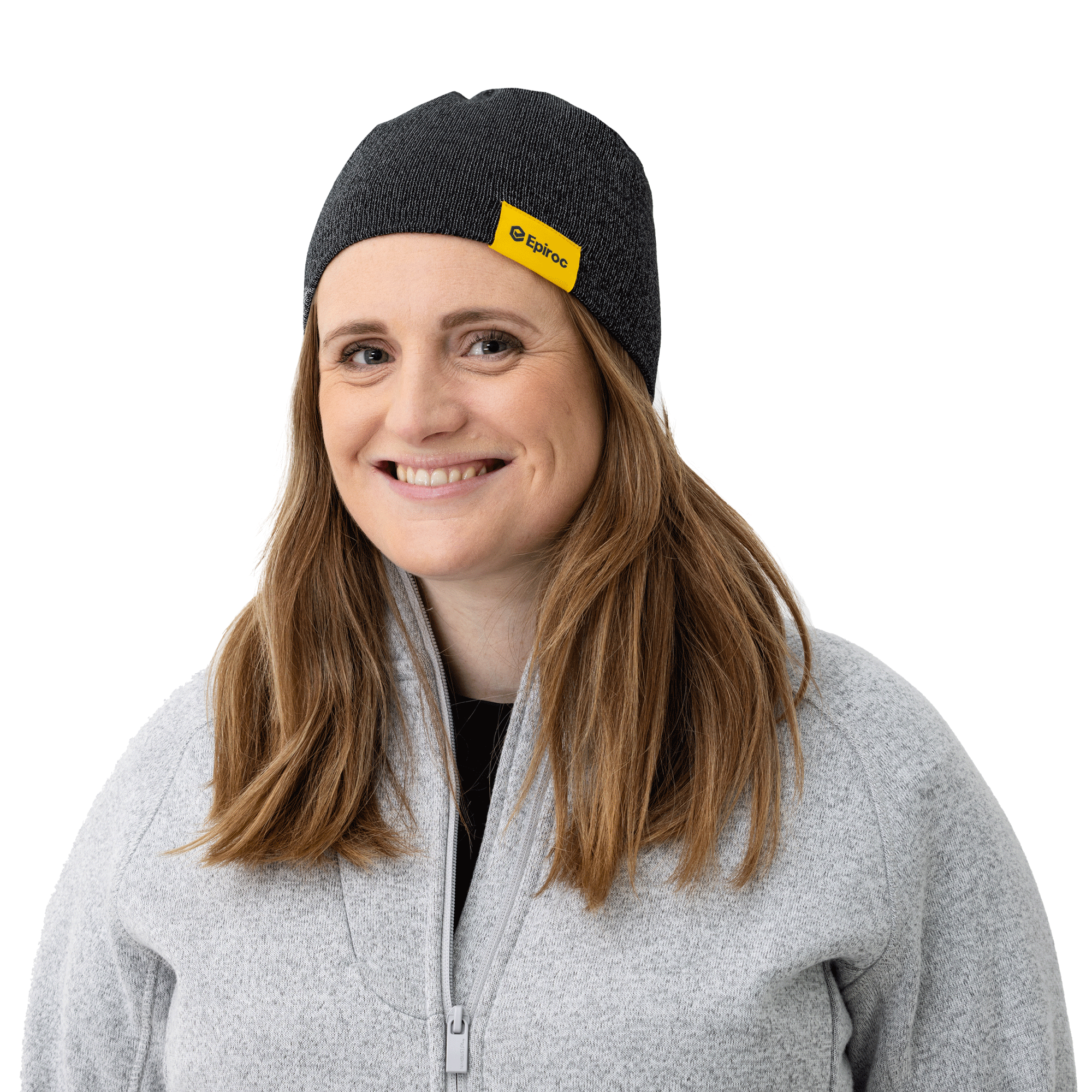 reflective beanie with yellow epiroc patch