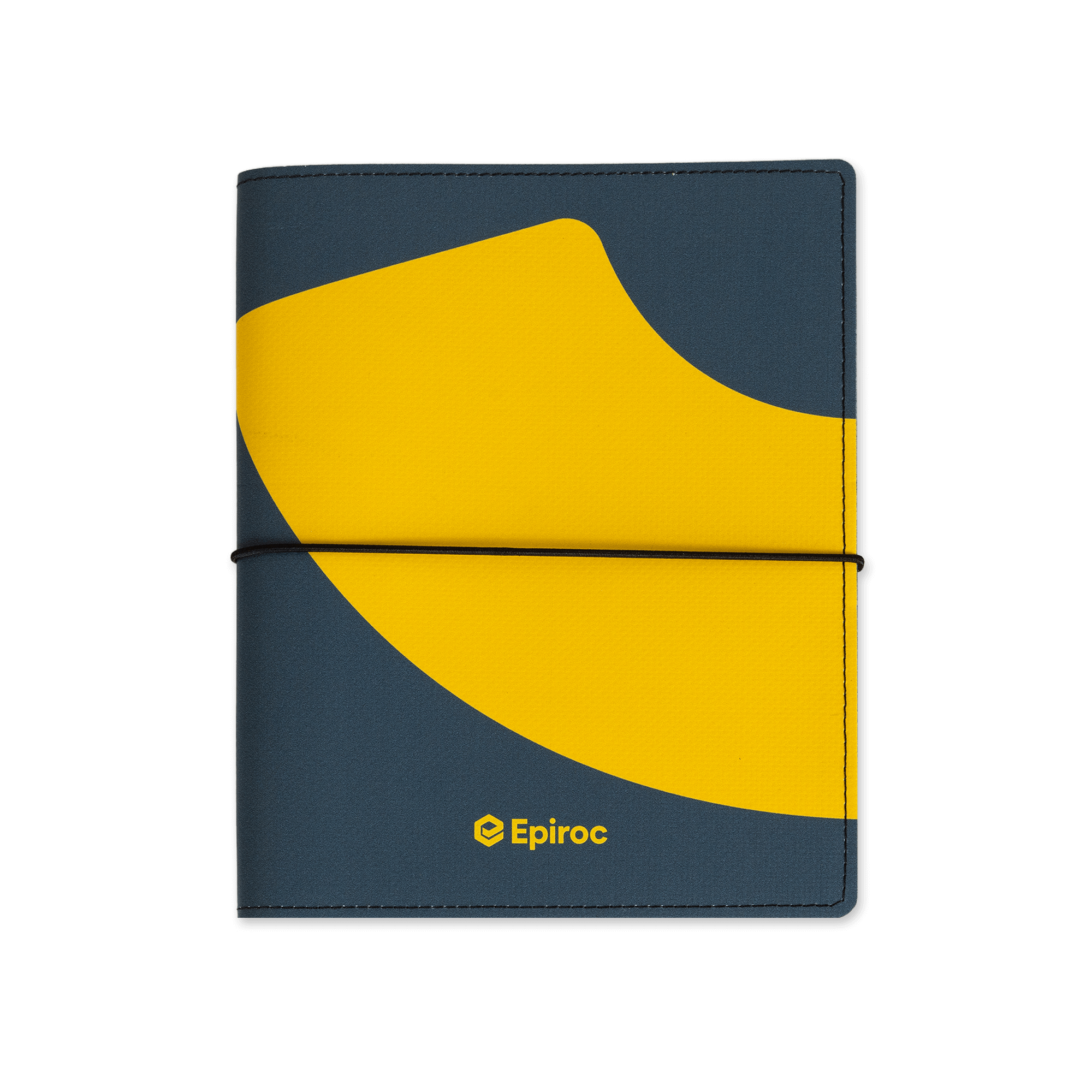 Grey and yellow notebook with epiroc logo