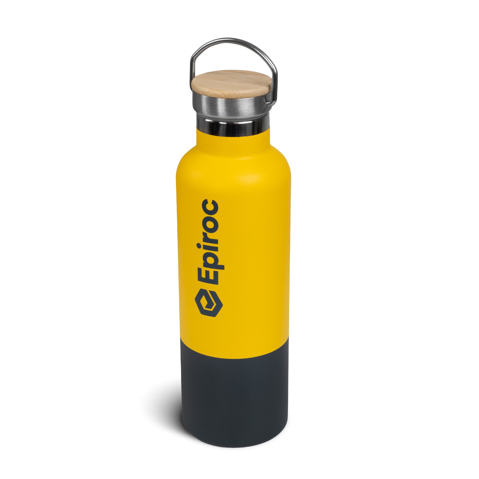 grey and yellow thermo bottle with yellow epiroc logo