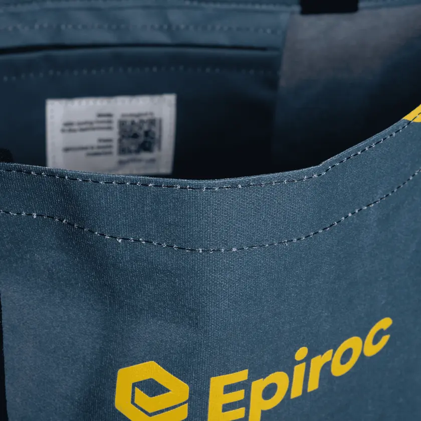 Grey and yellow totebag with epiroc logo