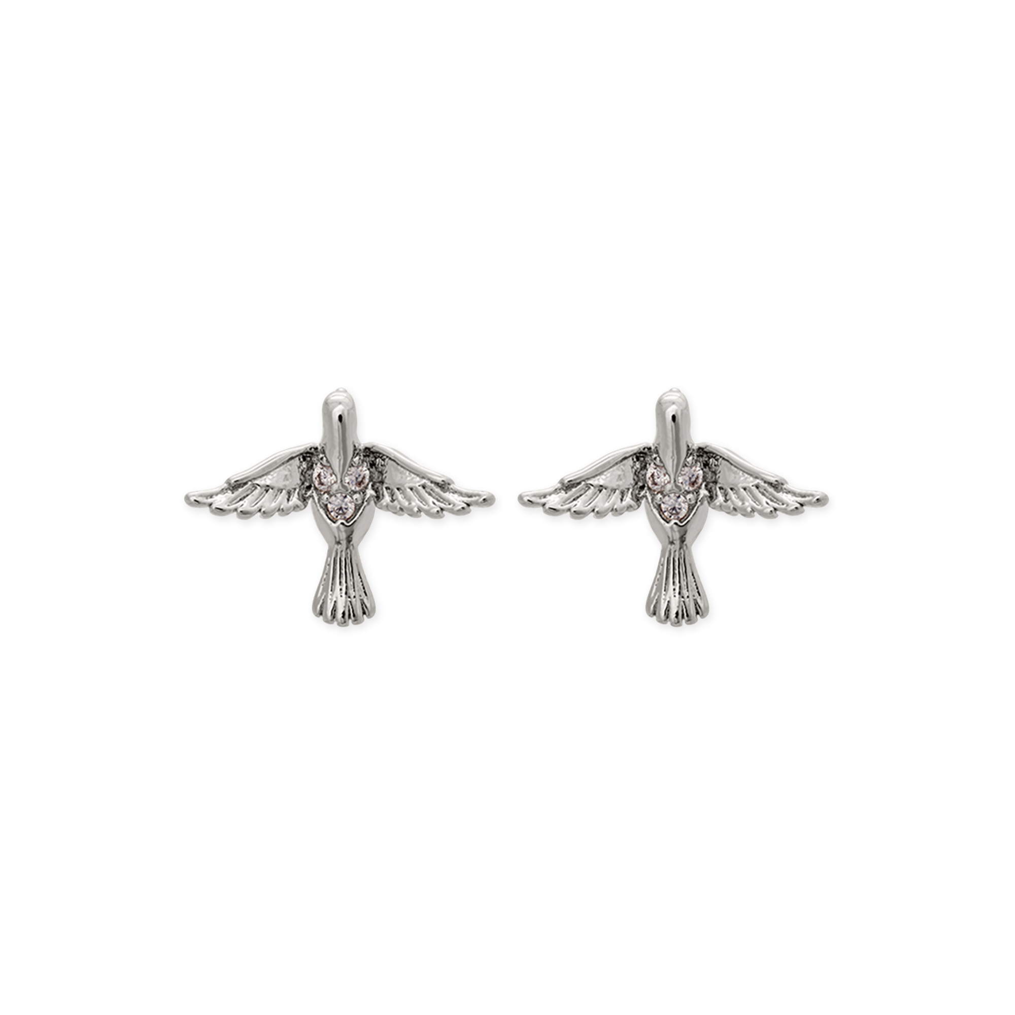 bird earrings in silver