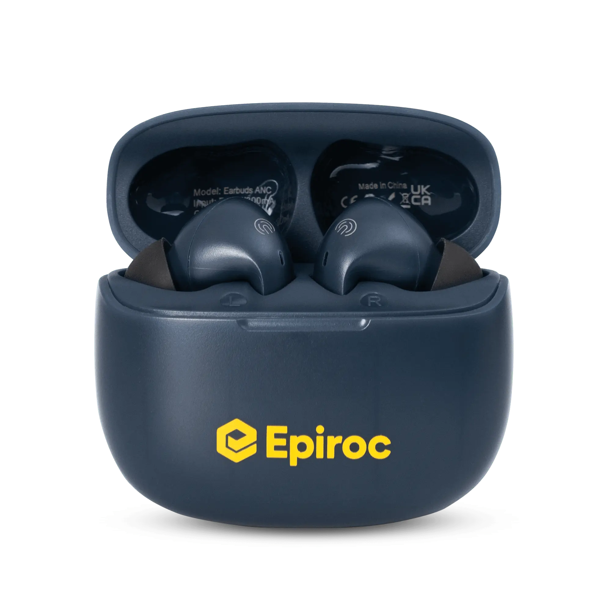 wireless ear buds with epiroc logo