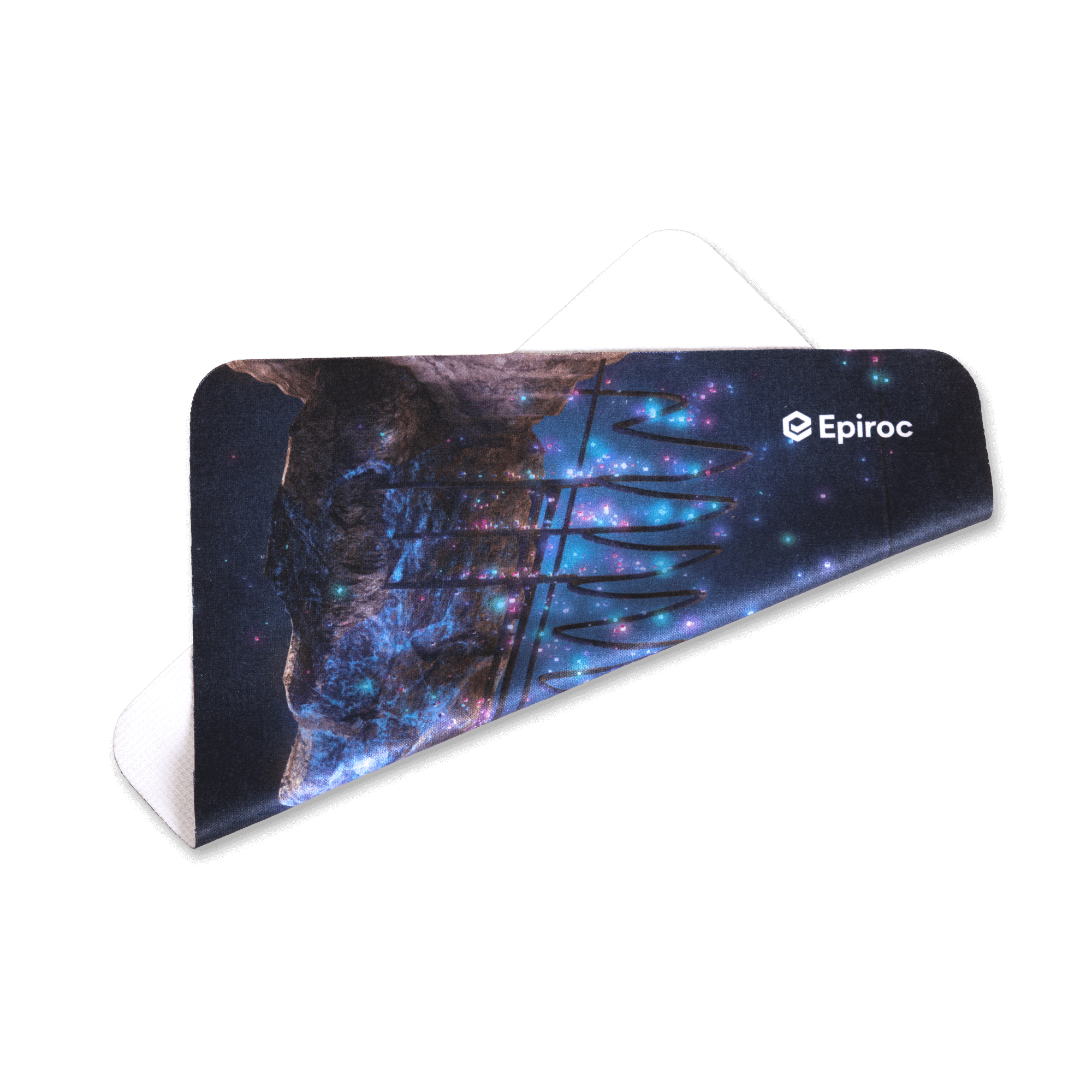 Epiroc mousepad with groundbreaking intelligence text and graphics