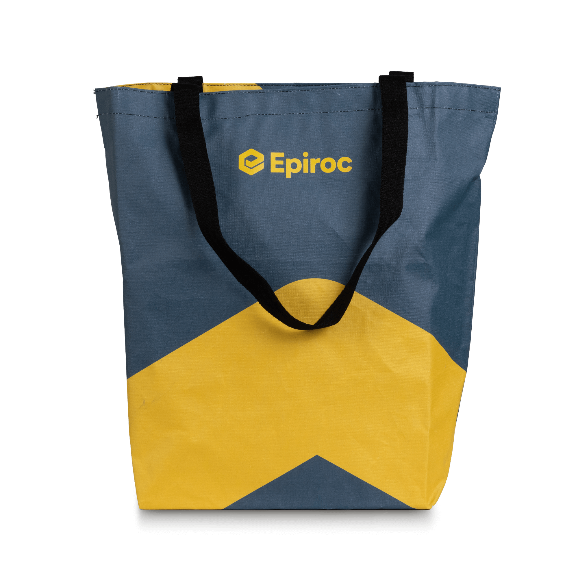 Grey and yellow totebag with epiroc logo