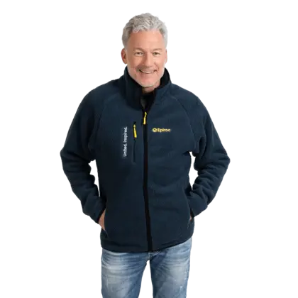 blue epiroc pile fleece back