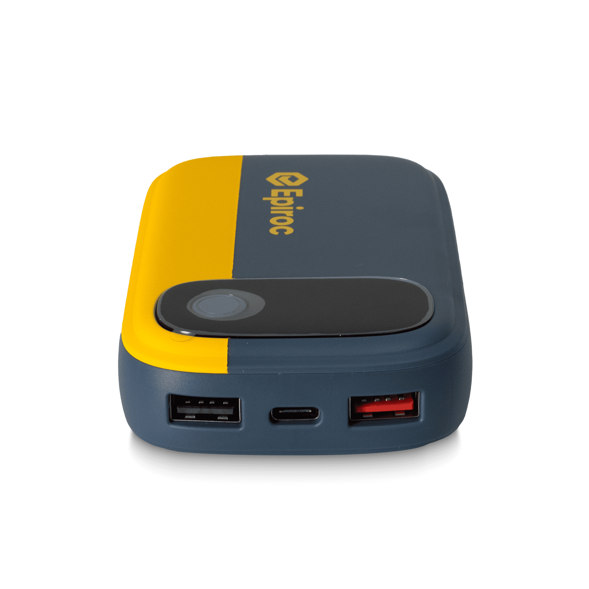 yellow and grey epiroc powerbank with 3 outlets