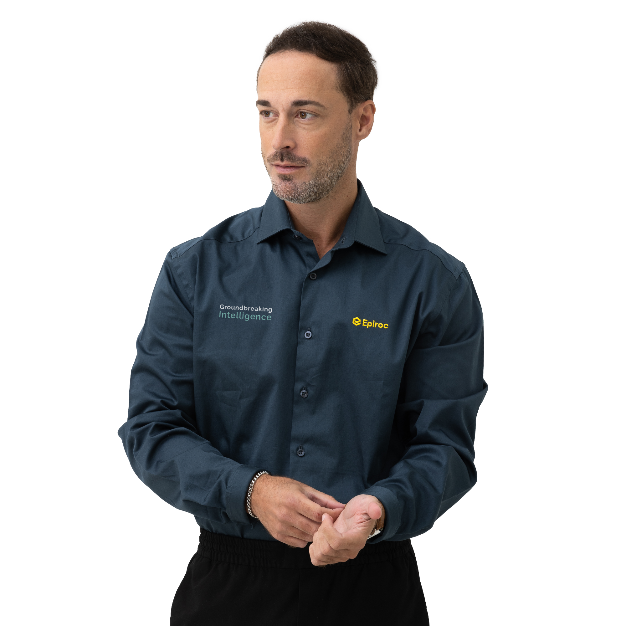 Grey men´s shirt ground logo on cheast