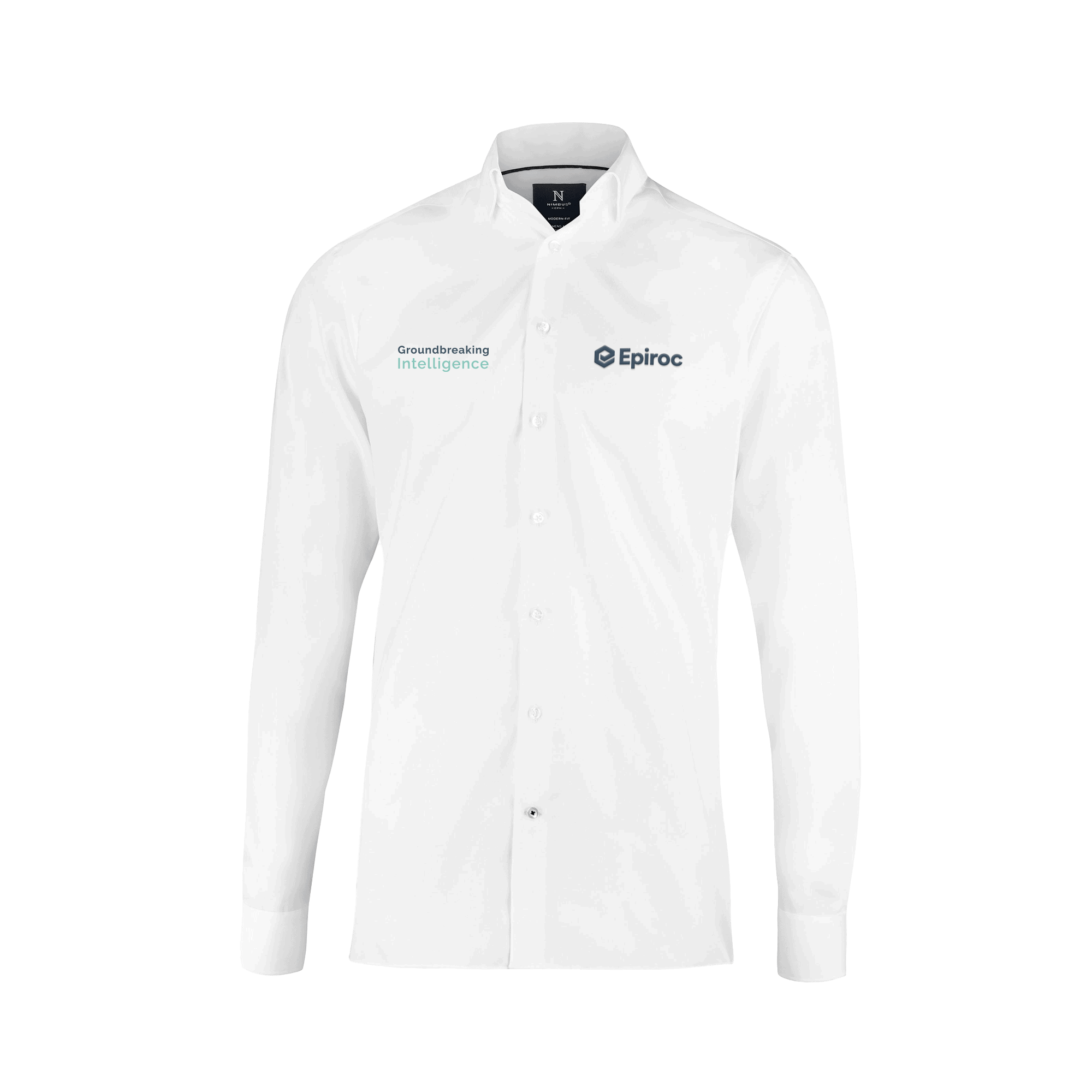 White mens shirt epiroc with ground logo