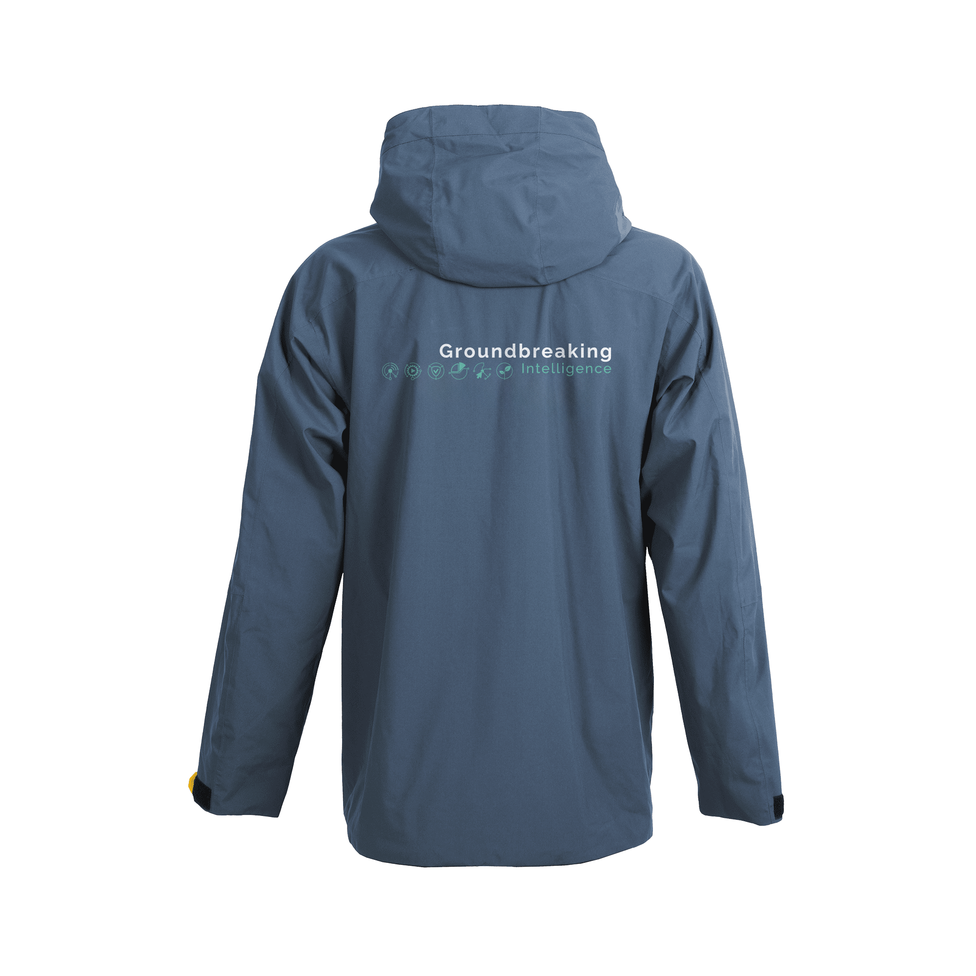 Grey jacket with ground logo printed on back