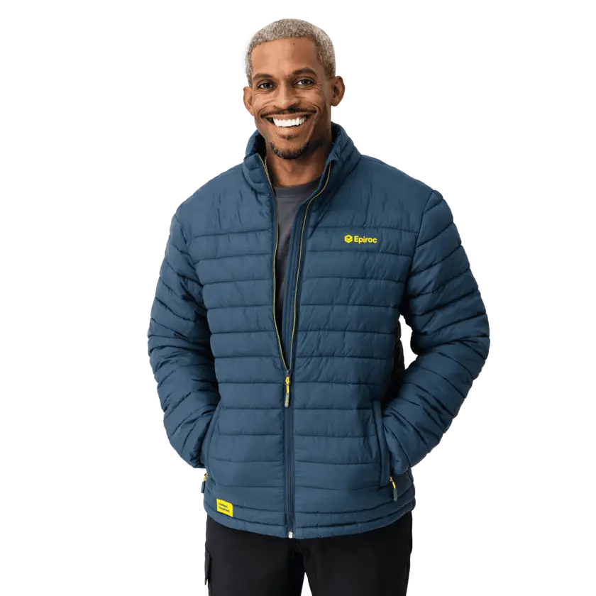 padded jacket with epiroc logo front on male model