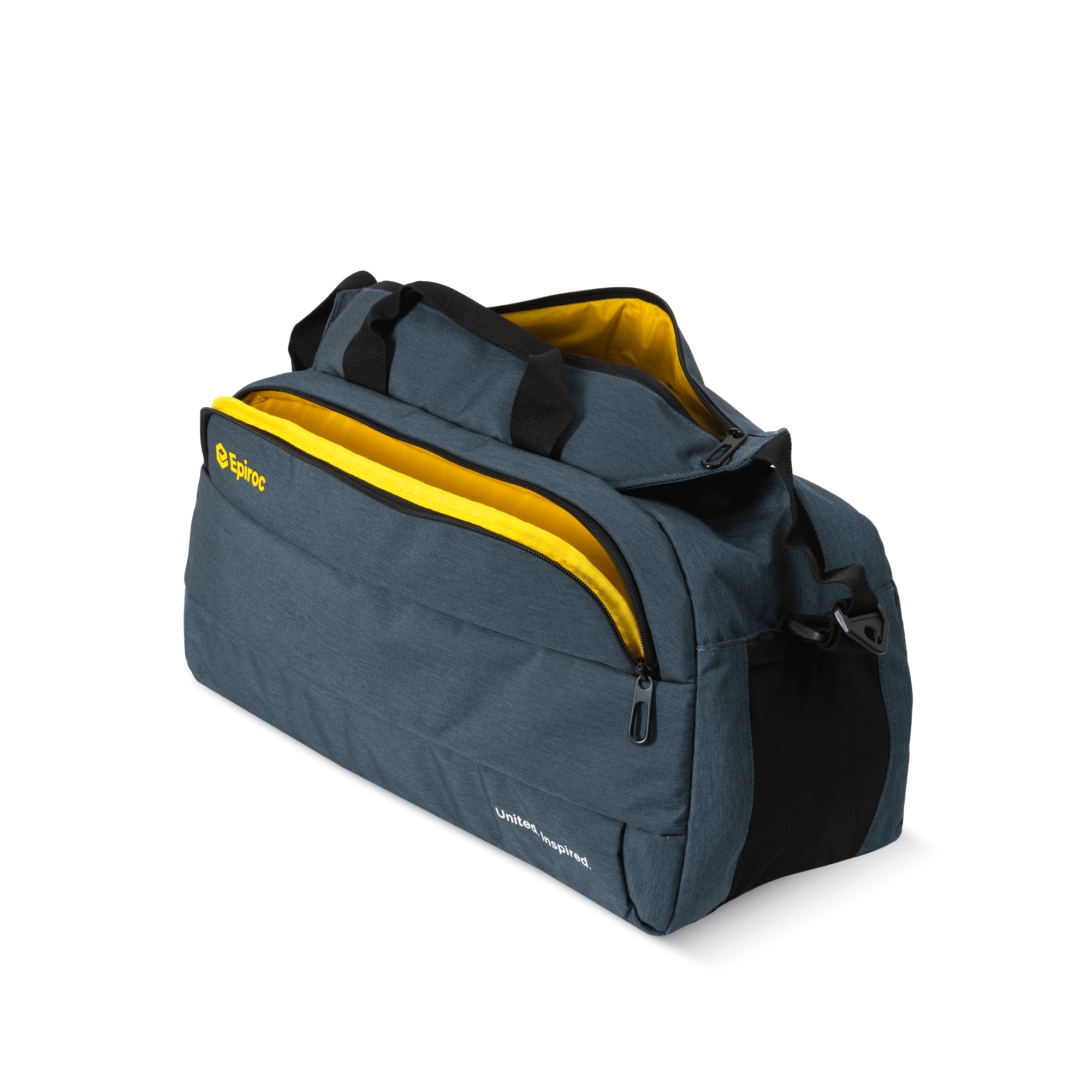 sport bag with epiroc logo and text open