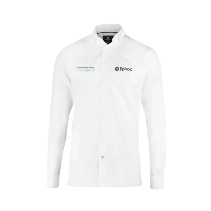 White mens shirt epiroc with ground logo