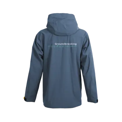 Grey jacket with ground logo printed on back