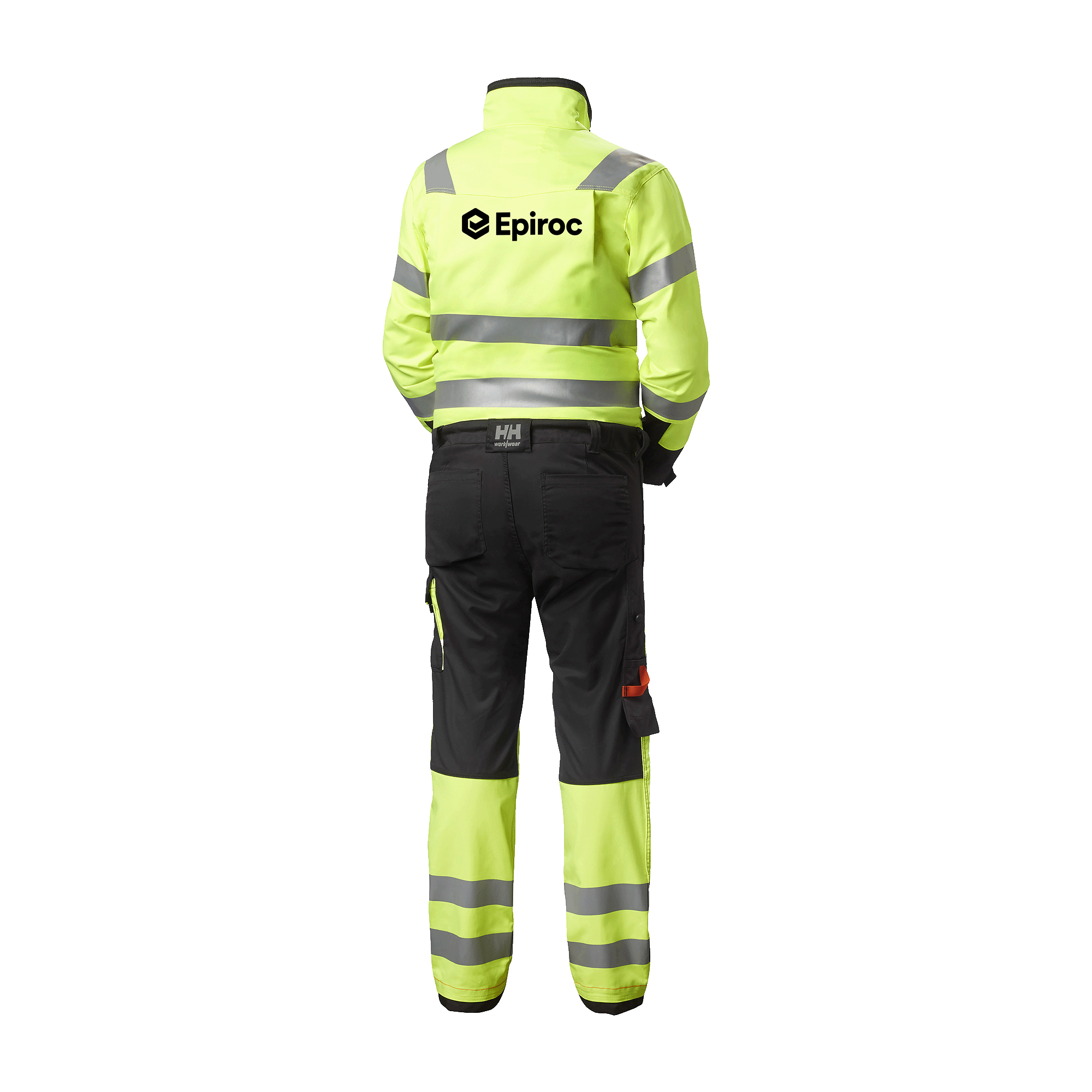 high vis coverall with epiroc logo on the back