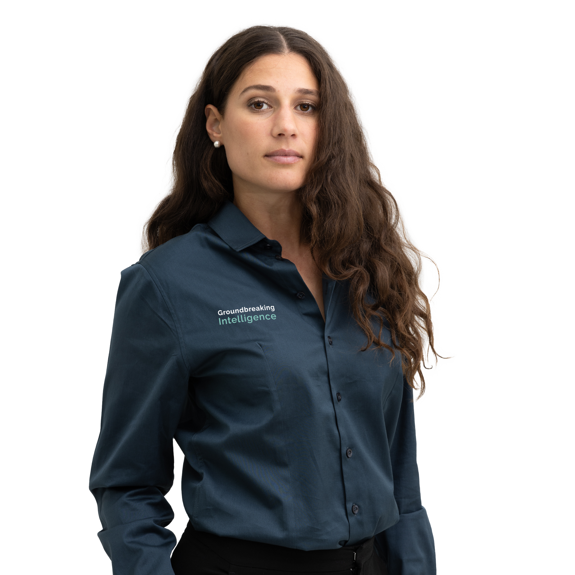 Ladies grey shirt Ground logo on cheast